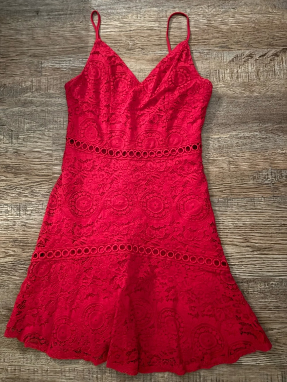 miami Red Lace Spaghetti-Strap Mini Dress